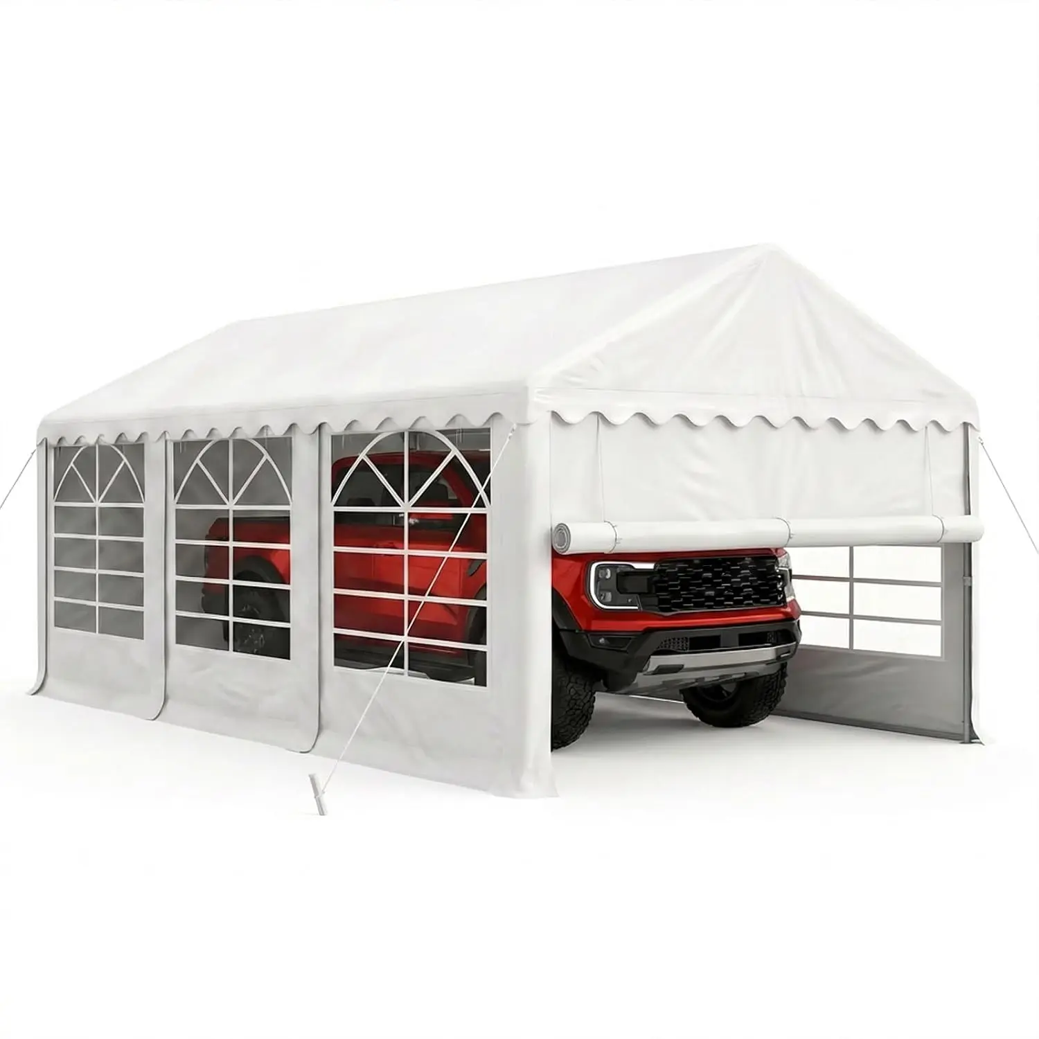 Heavy Duty Carport Tent, 13x20FT, Folding Shelter with Galvanized Steel Frame, Roll-Up Window & Door, Customized