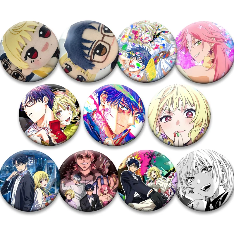 Broches de Anime Marriage Toxin, Insignias Redondas de Dibujos Animados de Hikaru Gero y Mei Kinosaki, Botones para Mochilas, Adornos y Accesorios para Bolsos