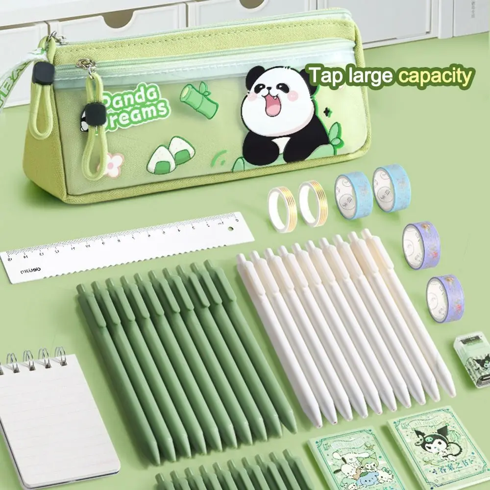 Portable Capybara/Panda Pencil Case Large Capacity Dirt-Resistant Pencil Bag Triangle Pen Bag School Supplies