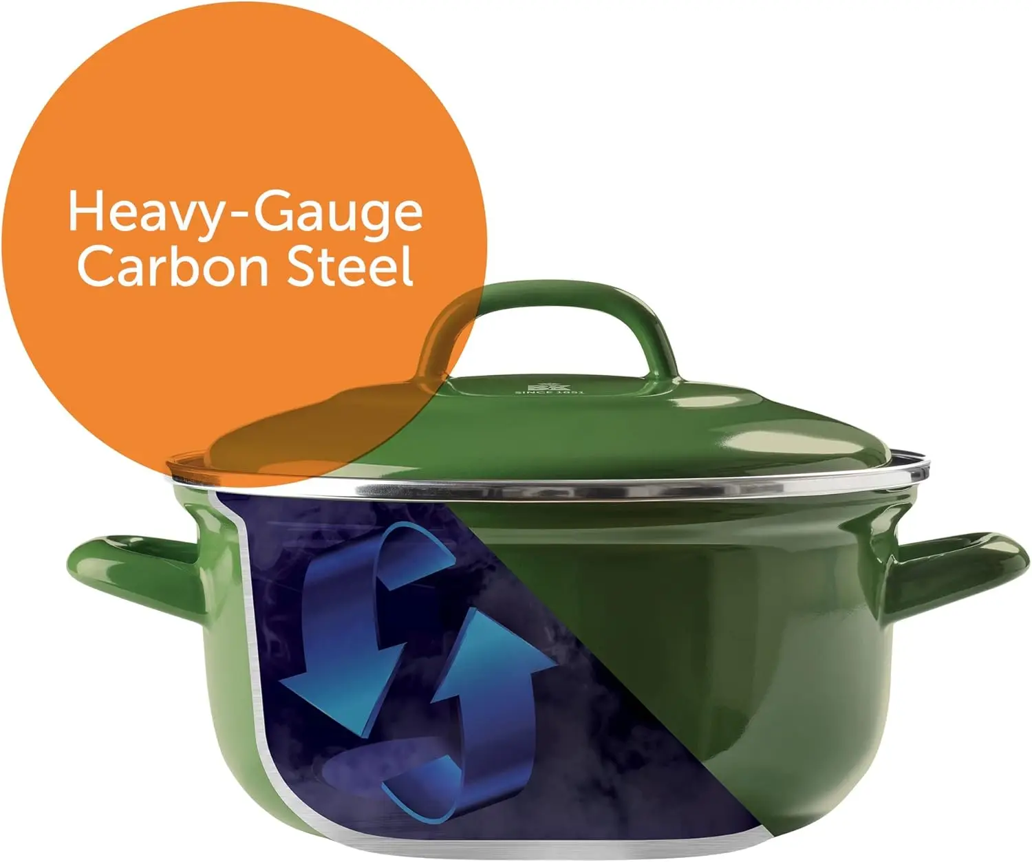 طاجن ألماني مستدير من المينا مع غطاء مع طلاء سيراميك غير لاصق خالٍ من مادة PFAS، 26 سم/5.2 لتر، Induc