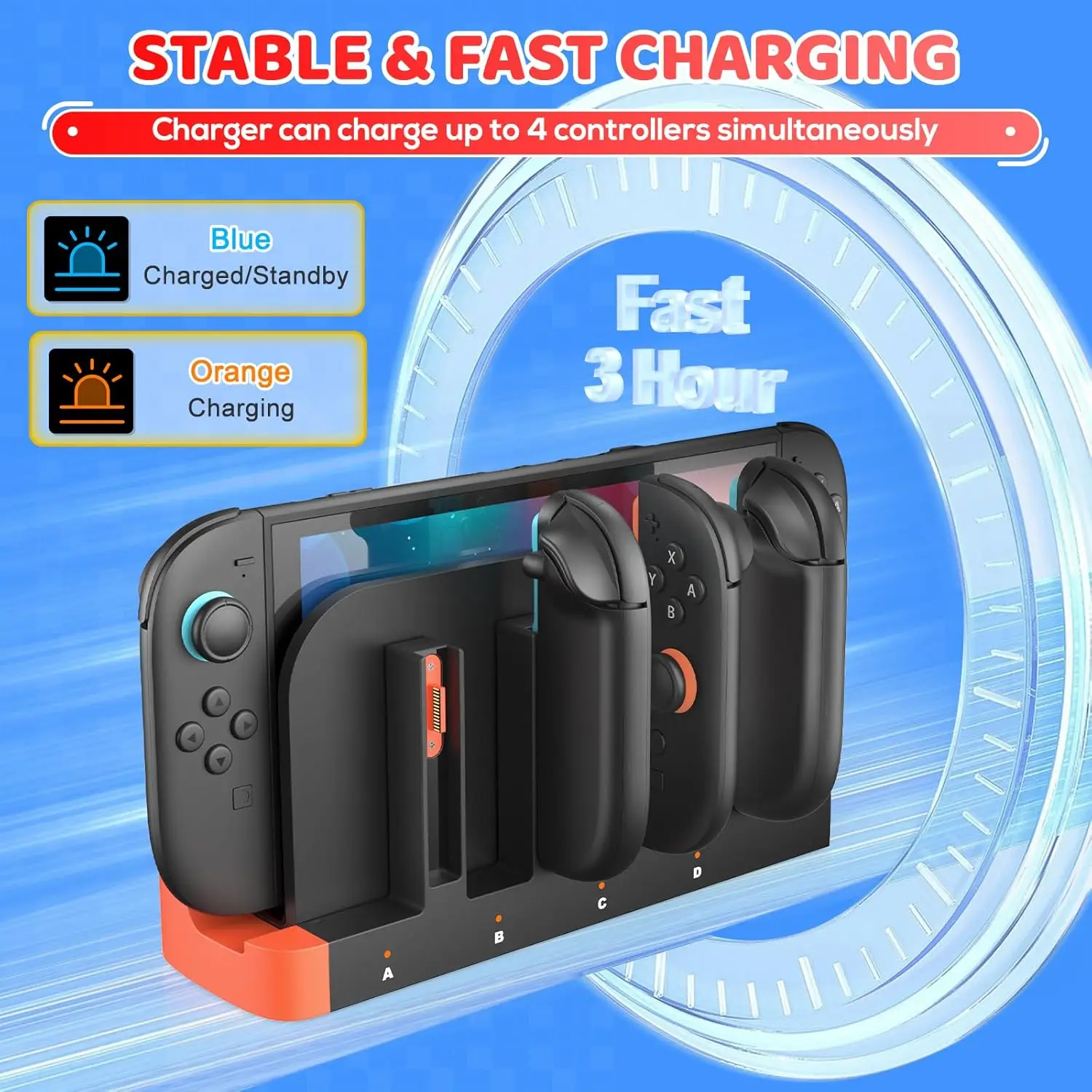 لمحطة قاعدة شحن سريعة Switch 2 Joy con للتبديل 2- شحن ما يصل إلى 4 وحدات تحكم، متوافقة مع وحدة التحكم Switch 2 #4