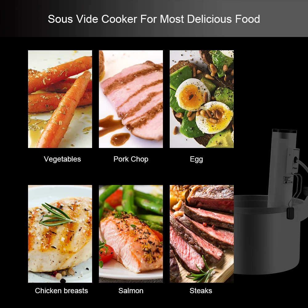 BioloMix IPX7 Waterproof 2nd a 4th Generation Sous Vide, fornello lento sottovuoto a circolatore ad immersione con controllo digitale LCD