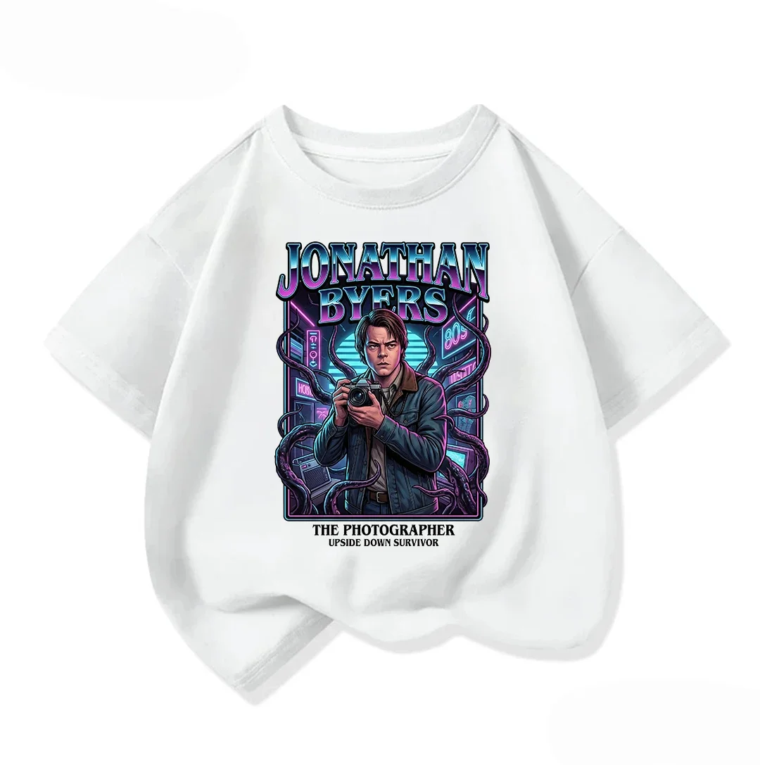 

Стильная детская футболка с короткими рукавами, крутая футболка с круглым вырезом в стиле Stranger Things, популярная уличная мода, летняя повседневная одежда для детей от 3 до 14 лет