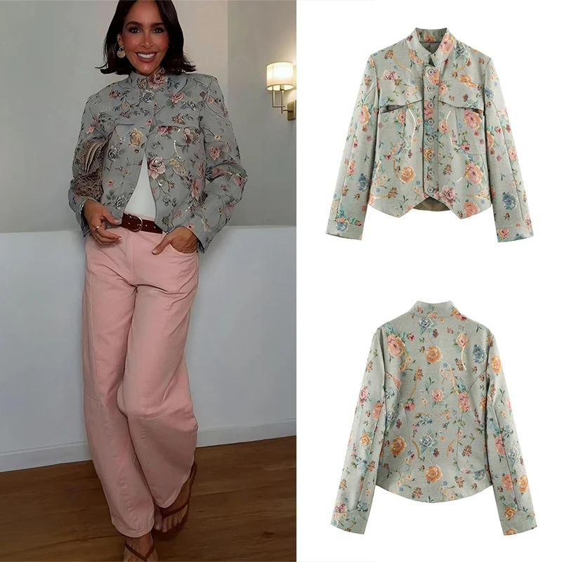 Guobioziy Women's Printed Jacket 2026 Spring and Autumn New Style French Slim Casual Fashion Trend Commuter Street Versatile