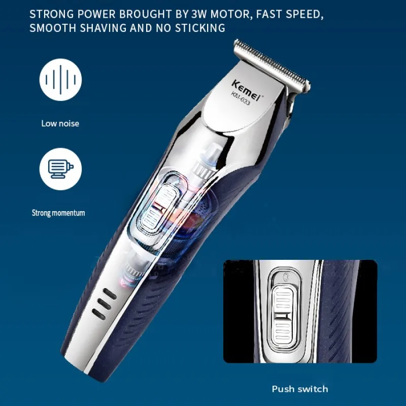 Kemei เครื่องโกนขนเครื่องเล็มหนวดไฟฟ้าสำหรับผู้ชาย, เครื่องตัดผมที่ตัดขนมืออาชีพ KM-033ชาร์จโกนหนวด