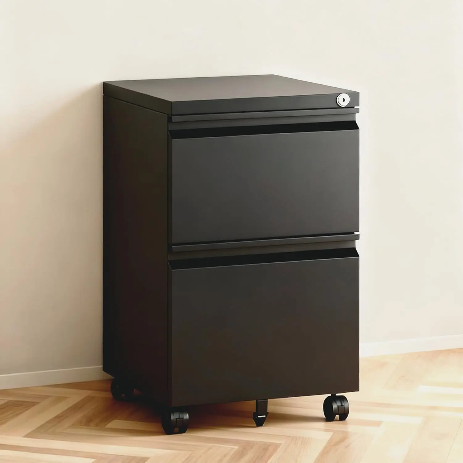 

2 Drawer File Cabinet With Lock,Rolling Filing Cabinet With Wheels For Home Office,Under Desk Metal File, Customized