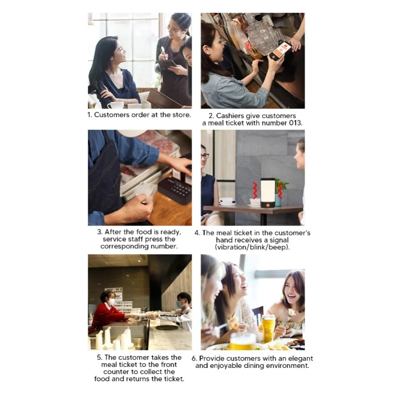 نظام النداء للمطاعم نظام طابور الاتصال اللاسلكي مطعم انتظار الطنانات الاهتزاز 16 جهاز النداء للضيوف 100-240 فولت المملكة المتحدة التوصيل #5