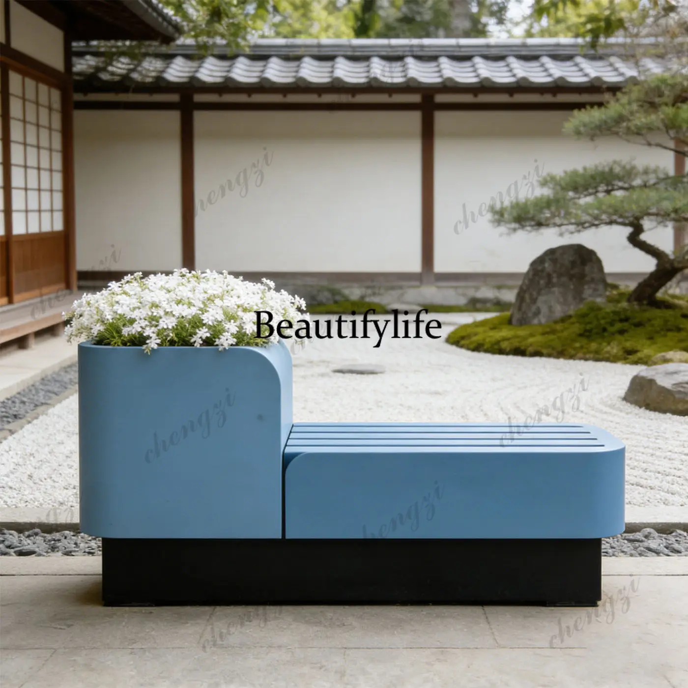 Flower box seat stool  modern simple flower pot waiting chair outdoor garden decoration chair creative commercial street
