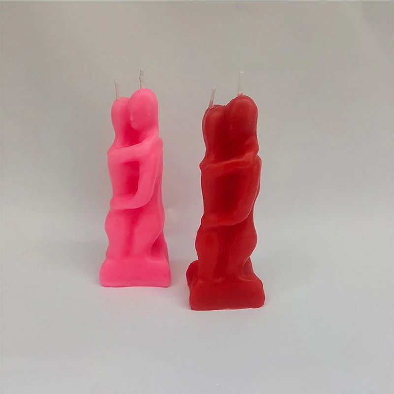 Male And Female Couple Embracing Candles Decoration Lovers Couple Candle Love Ritual Fall In Love With Me Spell, Red, Pink