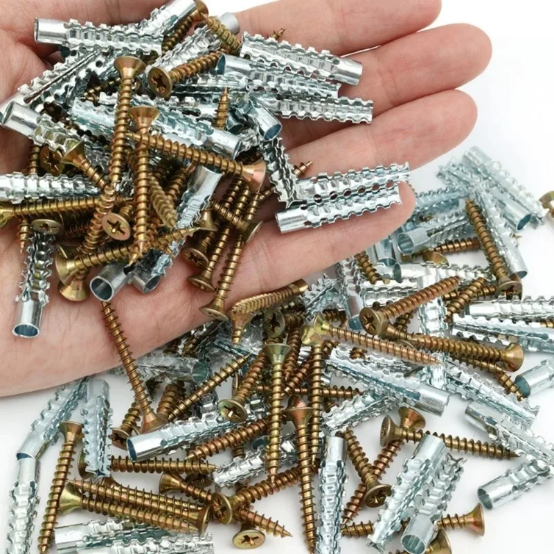 Metal Expansion Screws Hollow Wall Anchors Kit, 50-200PCS Self Tapping Drilling Plug Bolt