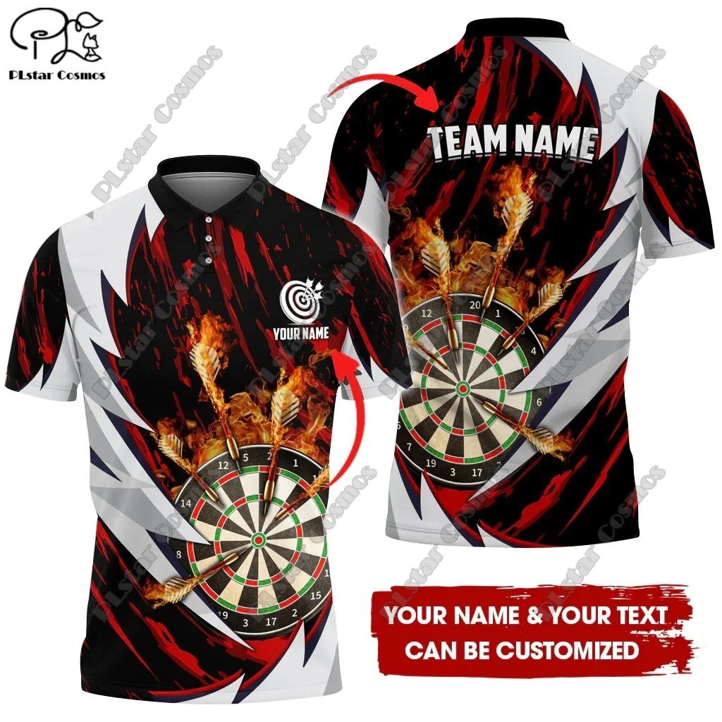 New personalized 3D printed dart throwing colorful flame pattern POLO shirt T-shirt unisex casual team throwing sports series F5