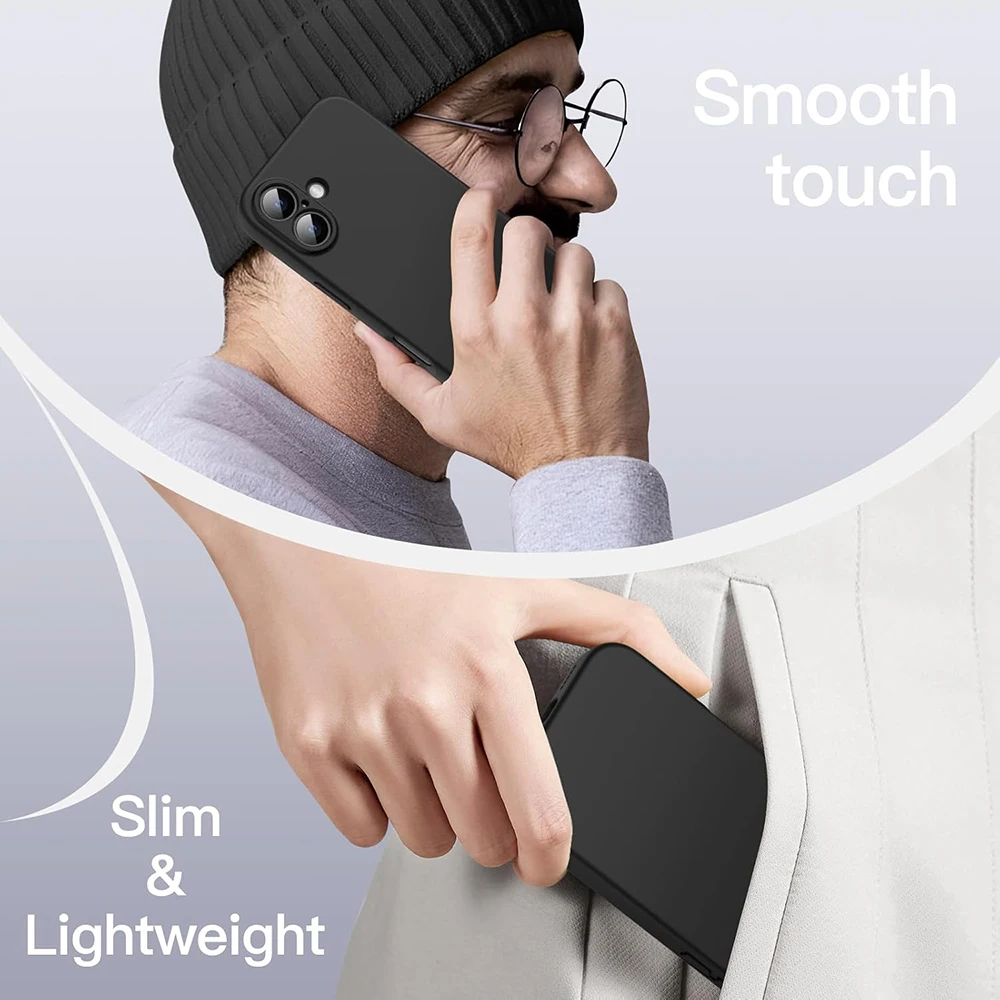 Black Shockproof Silicone TPU Phone Case For Iphone 11 12 13 14 15 16 Pro Max Mini X Xs XR 6 7 8 Plus Protective Lens Cover Case