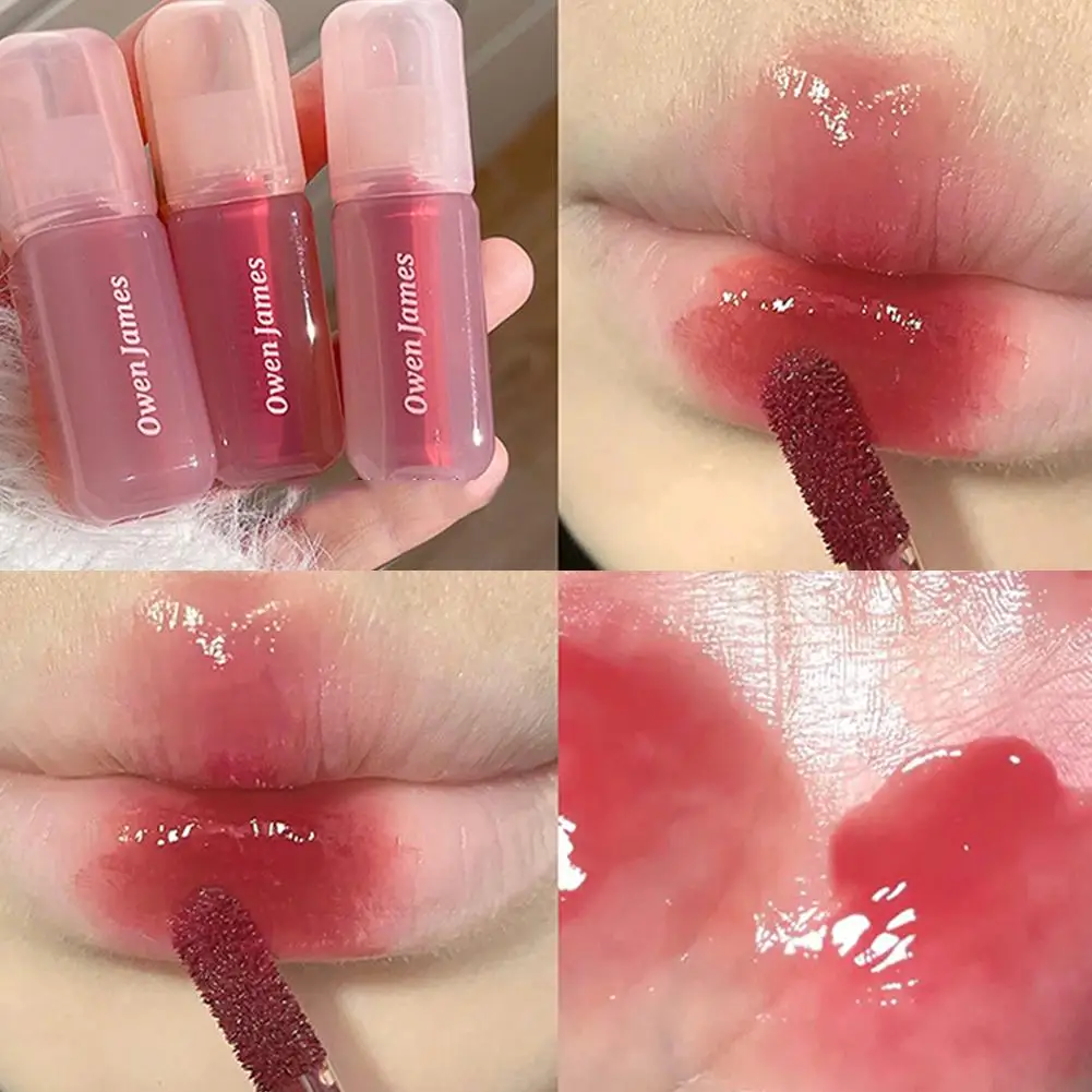 Jugo hidratante, brillo de labios rojo, espejo, esmalte de labios de agua, aceite de labios de vidrio de gelatina, lápiz labial resistente al agua, maquillaje de tinte transparente desnudo