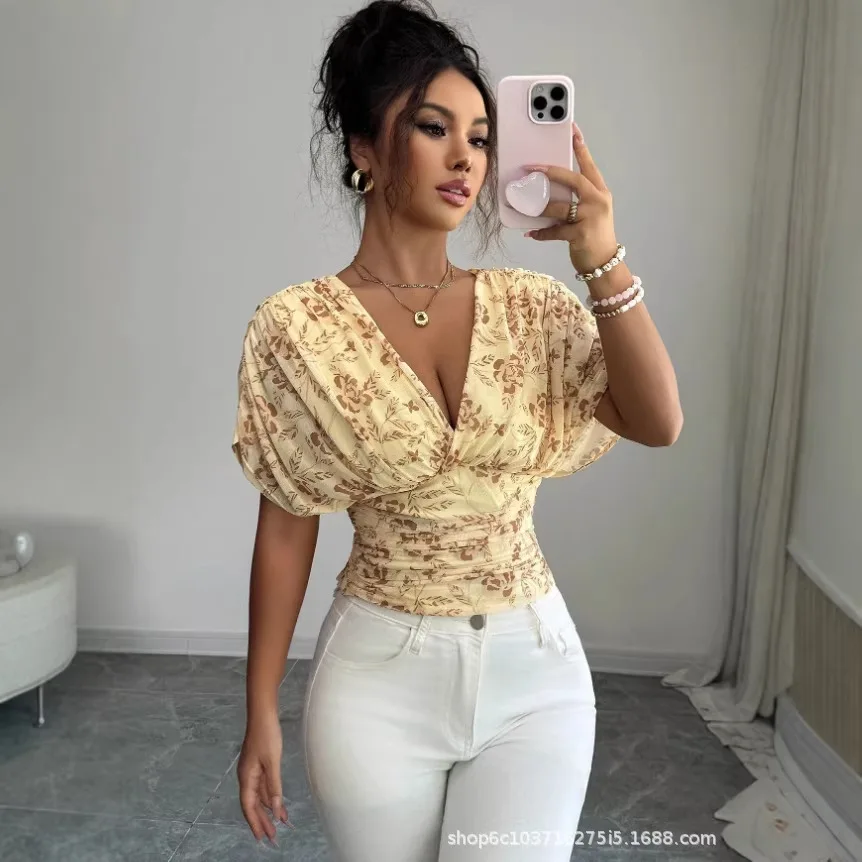 

2026 New Women's Autumn Fashion Casual Loose Long-sleeve V-neck Floral Dress Summer Dresses 2026 Femme Beach Outfits Bandage
