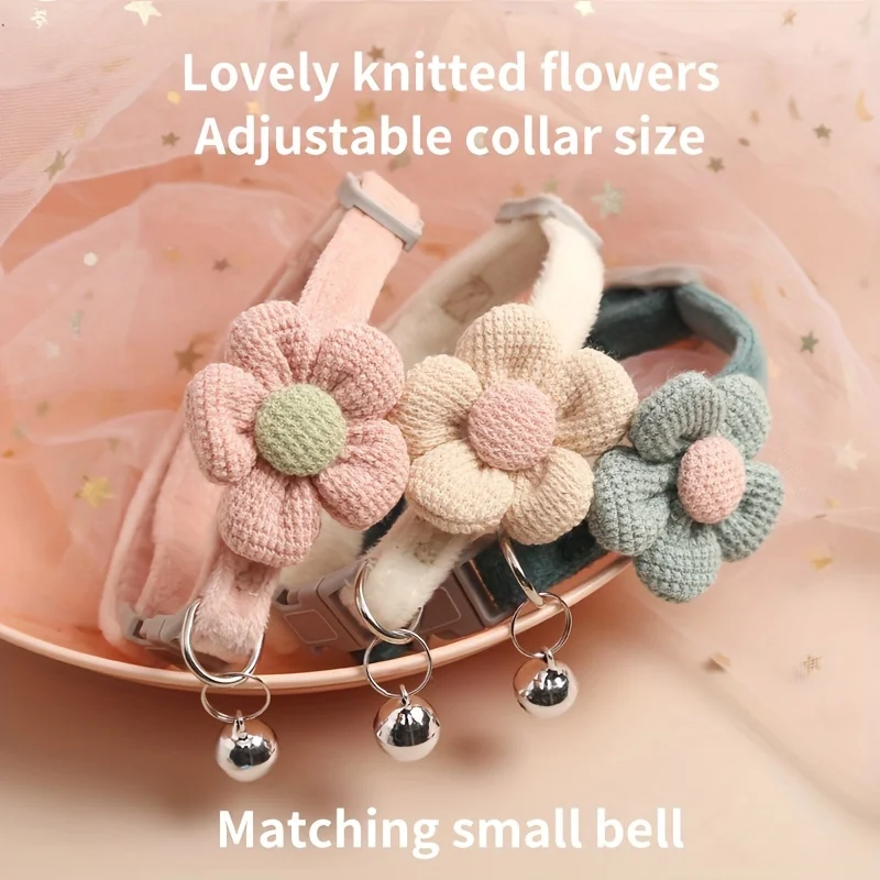 Adjustable Floral Cat Collar With Bell Cute Cotton Pet Necklace For Small Dogs Cats Pet Supplies