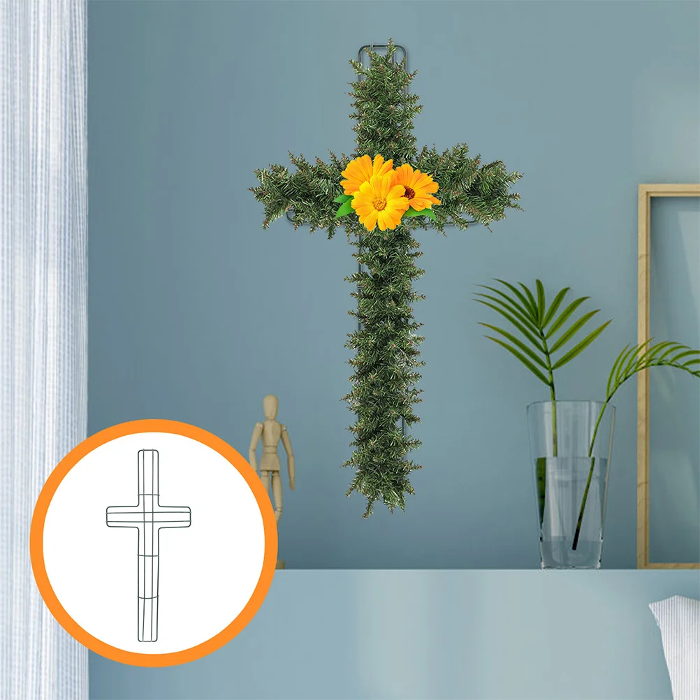 

5Pcs Cross Wreath Frames Iron Metal Cross Shaped Wire Wreath Form Easter DIY Garland Frame Floral Decor Garland Frame