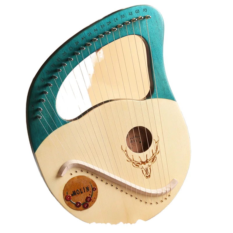 

21-String Solid Top Lyre Harp Musical Instrument for Music Lovers Beginners Metal Gift Stringed Instruments Parts Accessories