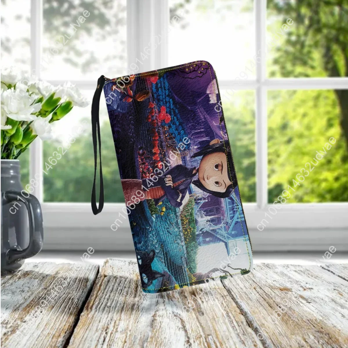 Feminino Coraline PU Leather Clutch, Cartoon Printing, Embreagem retro, Carteira pequena, Sacos de telefone, menina casual, filme, 2023