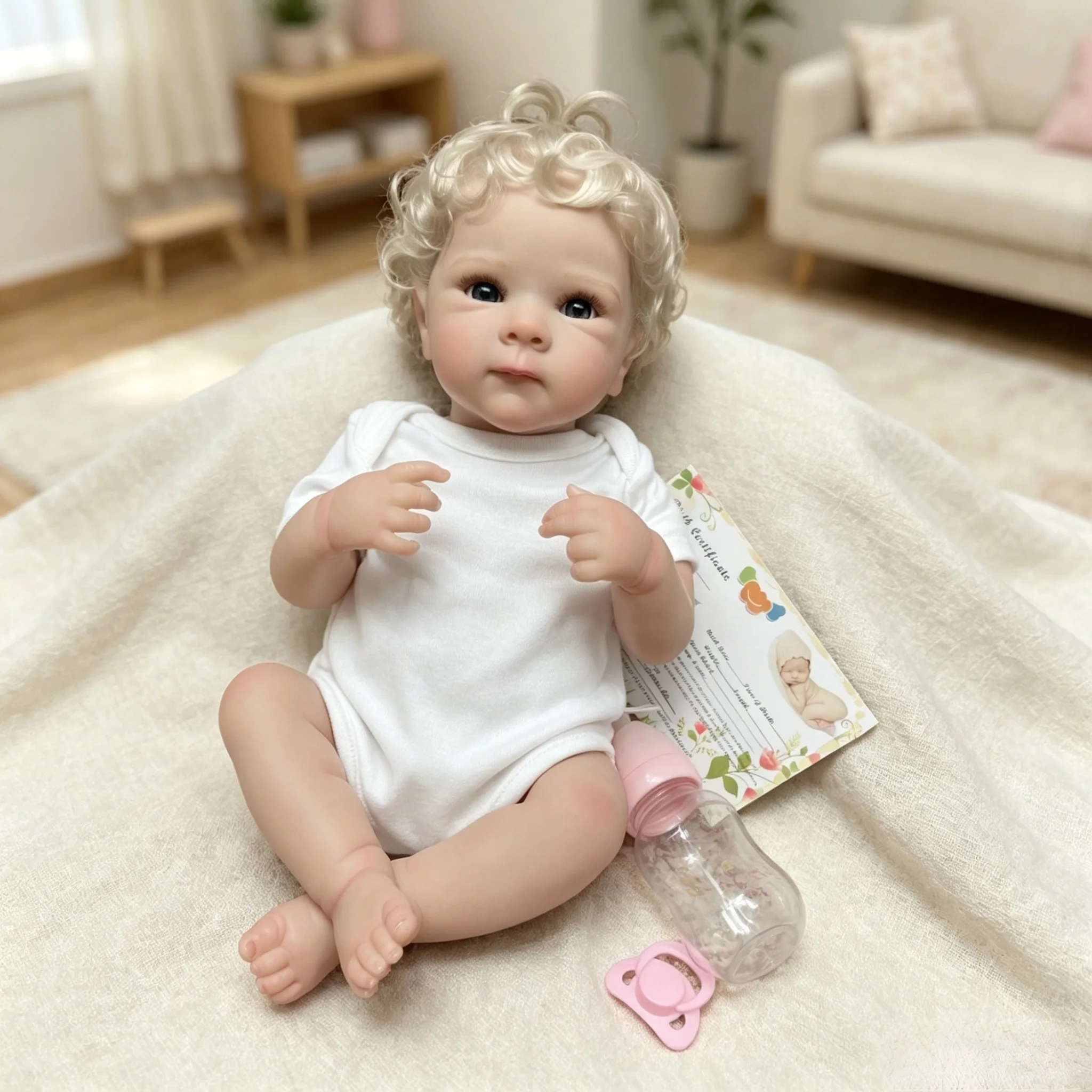 18 Inch Saskia1 Bettie Vinyl Reborn Baby Girl Doll, Full Body Lifelike Newborn, Real Touch Collectible Toy for Gift & Baby Simulation view 4