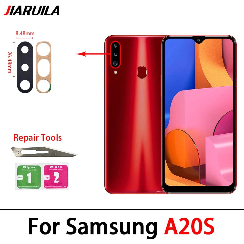 100Pcs，New For Samsung A03S A02S A01 A02 A03 A10 A20 A70 A50 Rear Back Camera glass Lens With Glue Adhesive Sticker