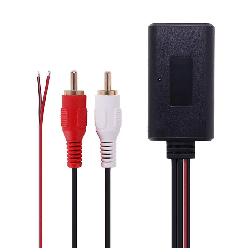 Black Bluetooth 5.0 Car Music Kit AUX Adapter RCA Audio Cable 23cm for MP3 Players and Vehicles Universal 2RCA Lotus Male Head
