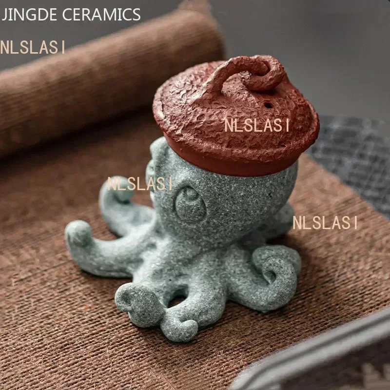 Creative Handmade Stone Tea Pet Decoration Gold Toad Green Sand Stone Animal Statue Fish Tank Landscape Home Tea Tray Ornaments