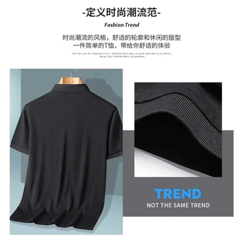Men's Short Sleeve Polo Shirt Plus Size M-8XL Pure Color T Shirt 50-135kg Loose Fit Tees Business Tops Popular Male Wear Clothes