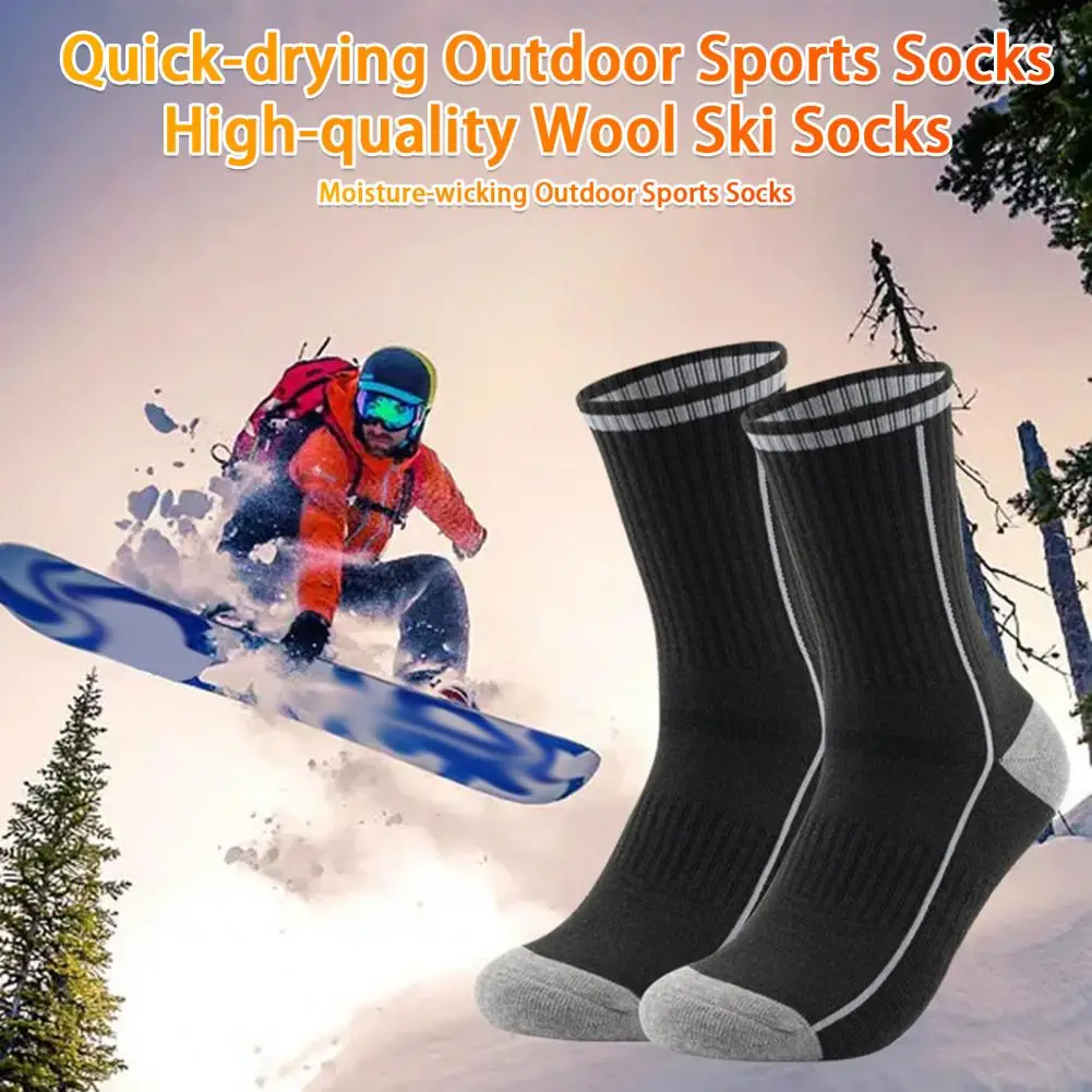 1 Pair Thermal Ski Socks Cotton Winter Women Men Extra Warm Insulated Boot Socks Moisture-Wicking Mid-tube Socks