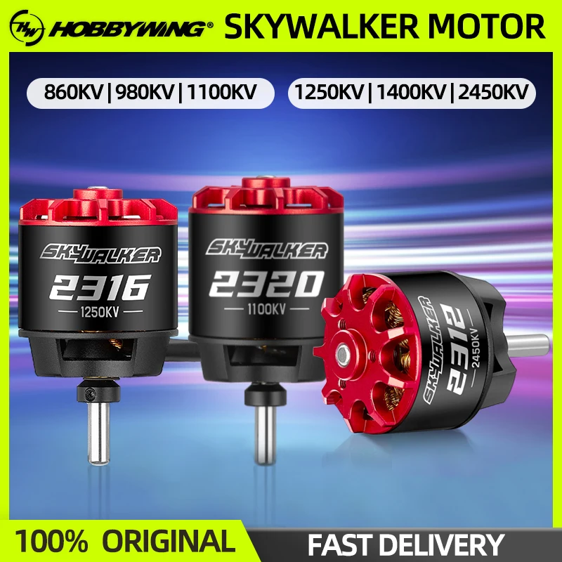 NEW Hobbywing SkyWalker 2312 2316 2320 Brushless Motor 860/980/1250/1400/2450KV 3-4S Lipo For RC FPV Airplane Fixed-wing Motors