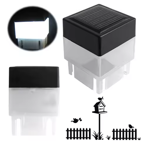 Solar Post Light Modern Fence Deck Lamp Auto On/Off Outdoor Pillar Light Square ColumnFence Pillar Lamp for Outside Garden Patio