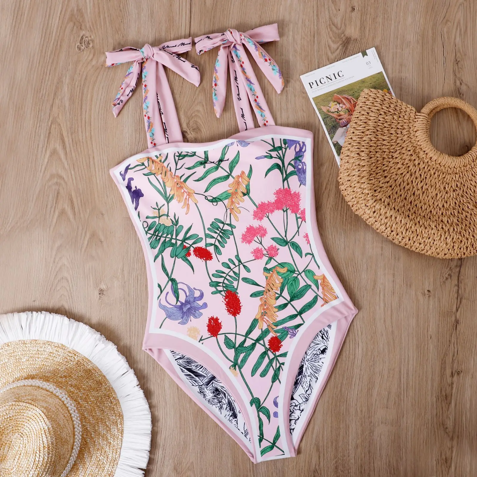 New Women Swimsuit One Piece Double Sided Printing High Quality With Short Skirt Swimwear Set INS Fashion Style Bathing Suit