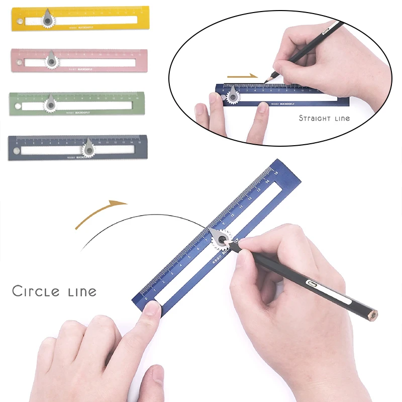 2 in1 bussole righello creativo multifunzionale disegno cerchio strumento conveniente studenti scuola cancelleria forniture Spot all'ingrosso