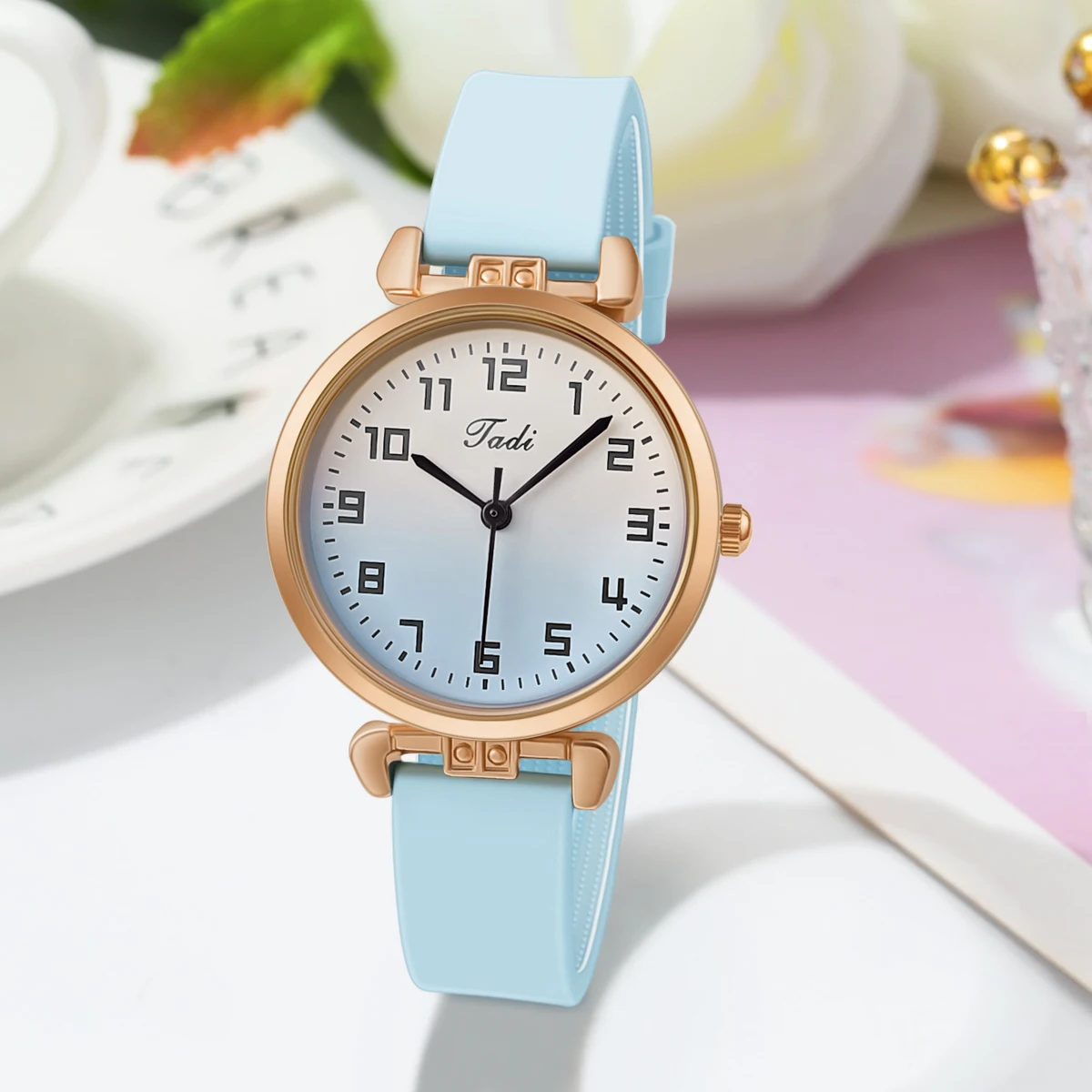 Fashion Gradient Literal Silicone Women Quartz Watch Student Watch