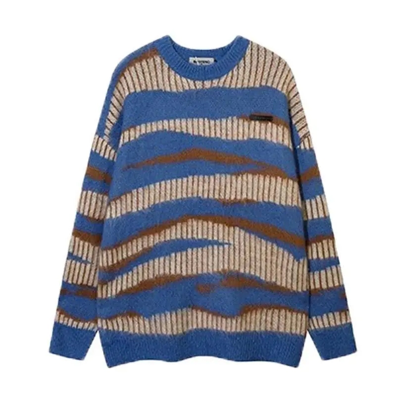 CHIC Spell Nap Women Thick Sweaters Long Sleeve Pit Stripe Irregular Jumpers Lazy Knit Pullovers Female Top Autumn Spring 2024