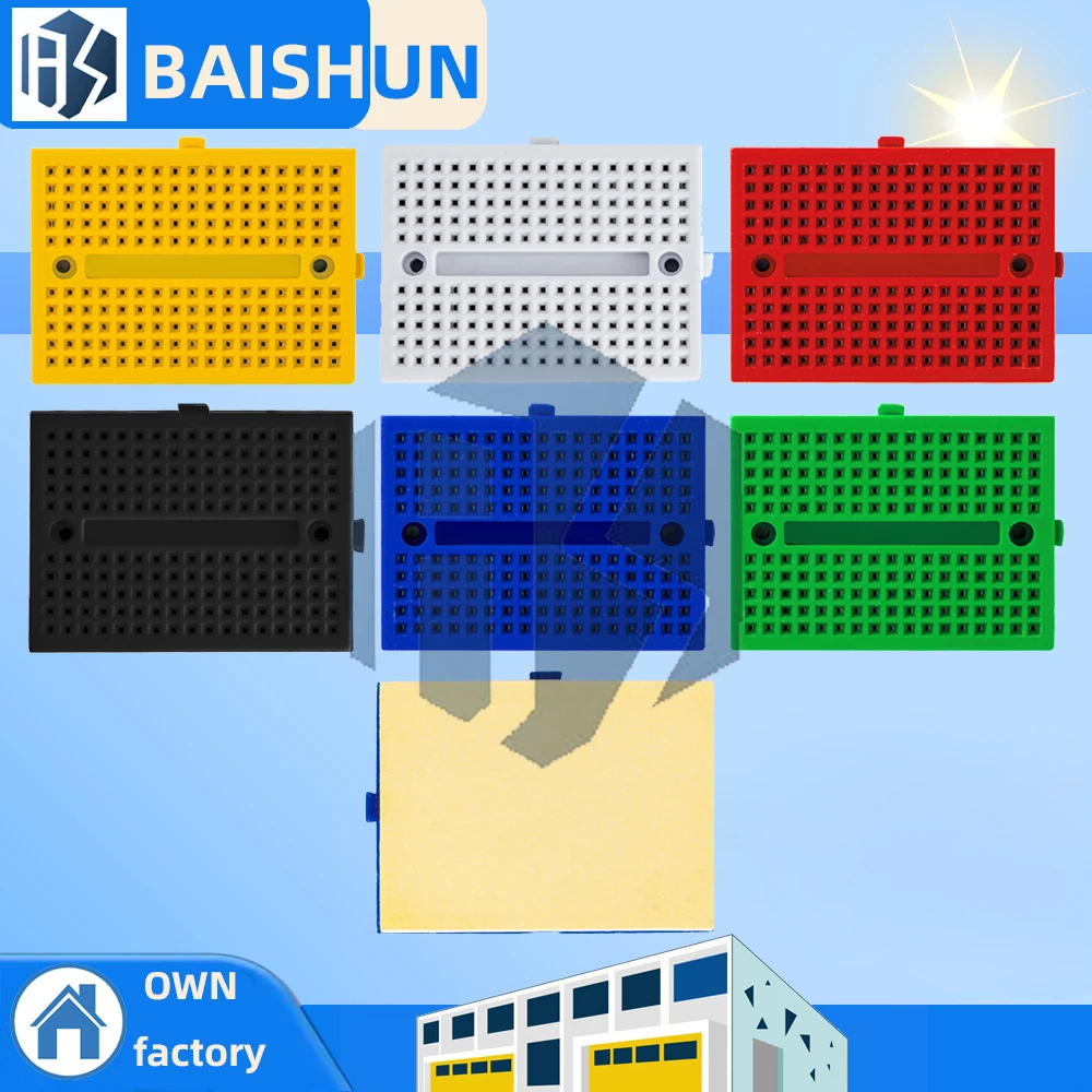 170-Tie-Point Mini Breadboard (SYB-170): Solderless Electronics Experiment Tool (35×47×8.5mm, 2.54mm Pitch)