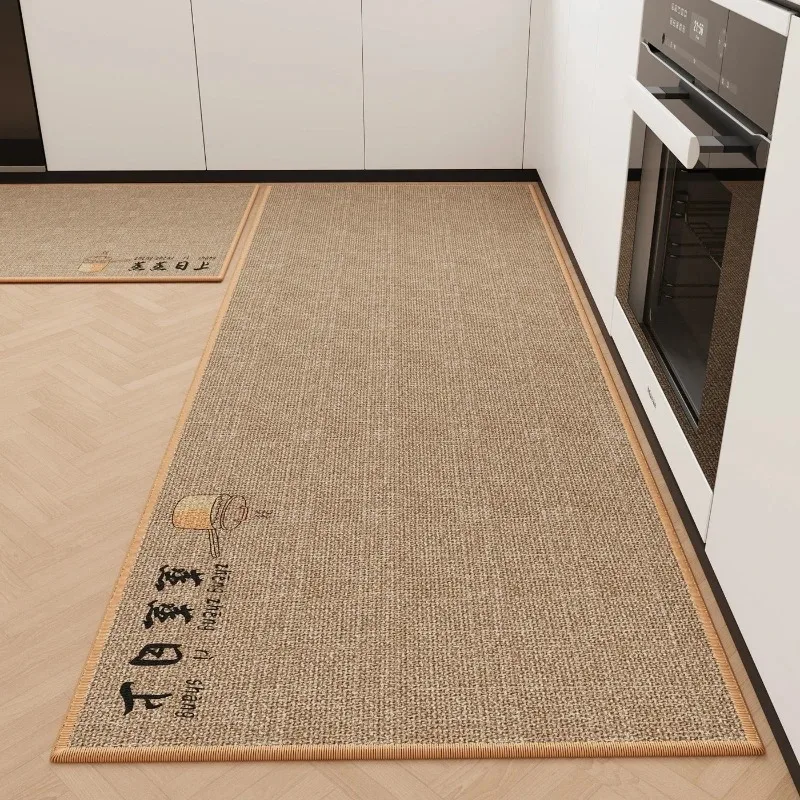 

Flax kitchen floor mat, water-absorbing, oil-absorbing, non-slip and dirt-resistant, leave-in foot pad, household simple
