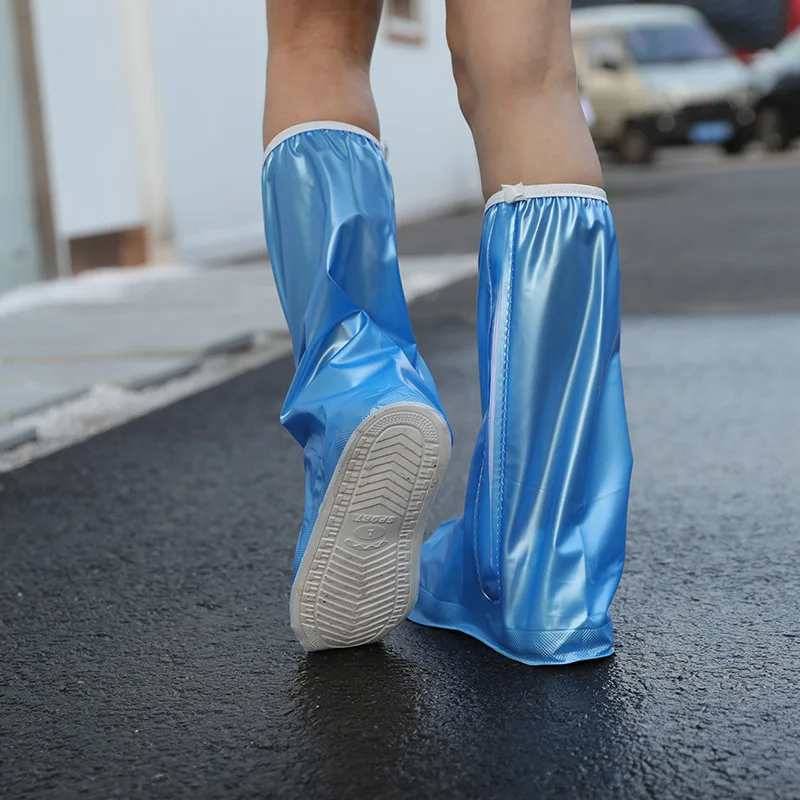 40CM High Tube Waterproof Shoe Cover Slip-resistant Zipper Rain Boots Waterproof Rainy Days Useful Shoe Protectors for Men Women