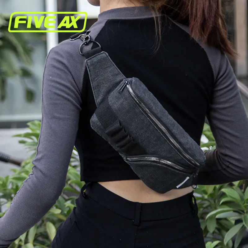 

Fashion Motorcycle Riding Crossbody Bag Waist Bag Canvas Splash Proof Water Large Capacity Design Chest Bag Outdoors Fanny Pack