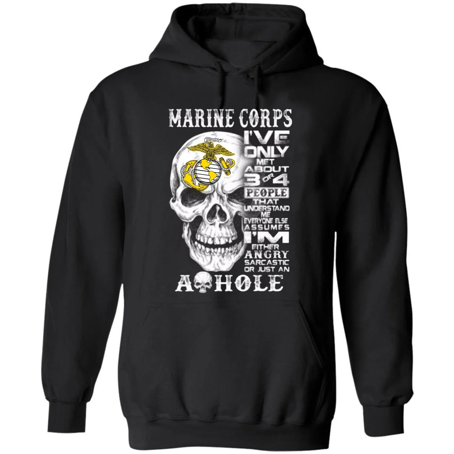 

Angry Sarcastic Fighter Inscriptions Skull US Marine Corps Pullover Hoodie New 100% Cotton Comfortable Casual Mens Sweatshirt