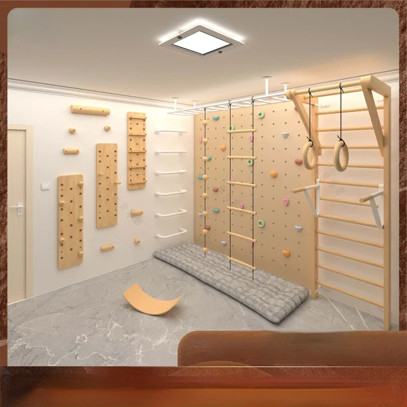 Imagem -02 - Madeira Parede Escalada Equipamento Físico Treinamento Fitness para Crianças de