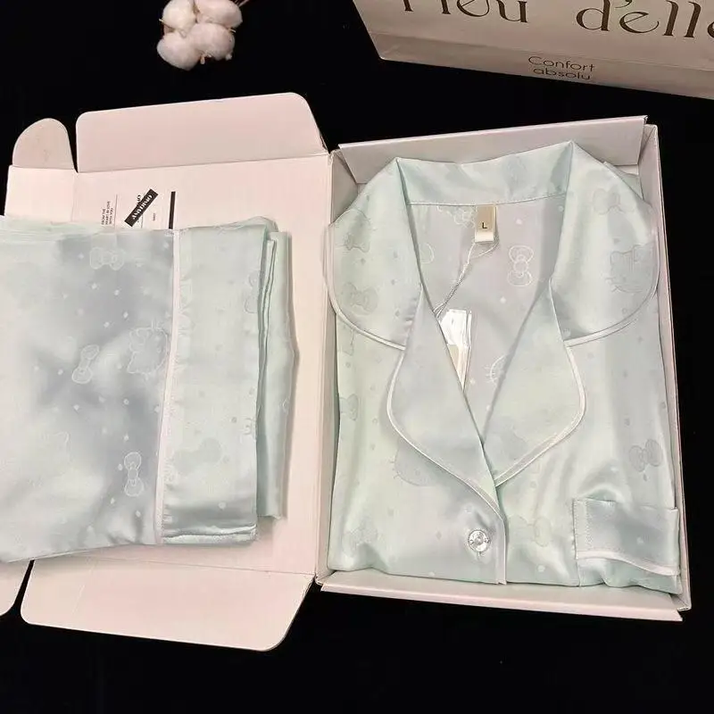 

Sanrio Hello Kitty Women's Sexy Sleeping Pajama Set Cuteore Cartoon Summer Nightgowns Short Sleeve Shorts Sleepwear Homewear New