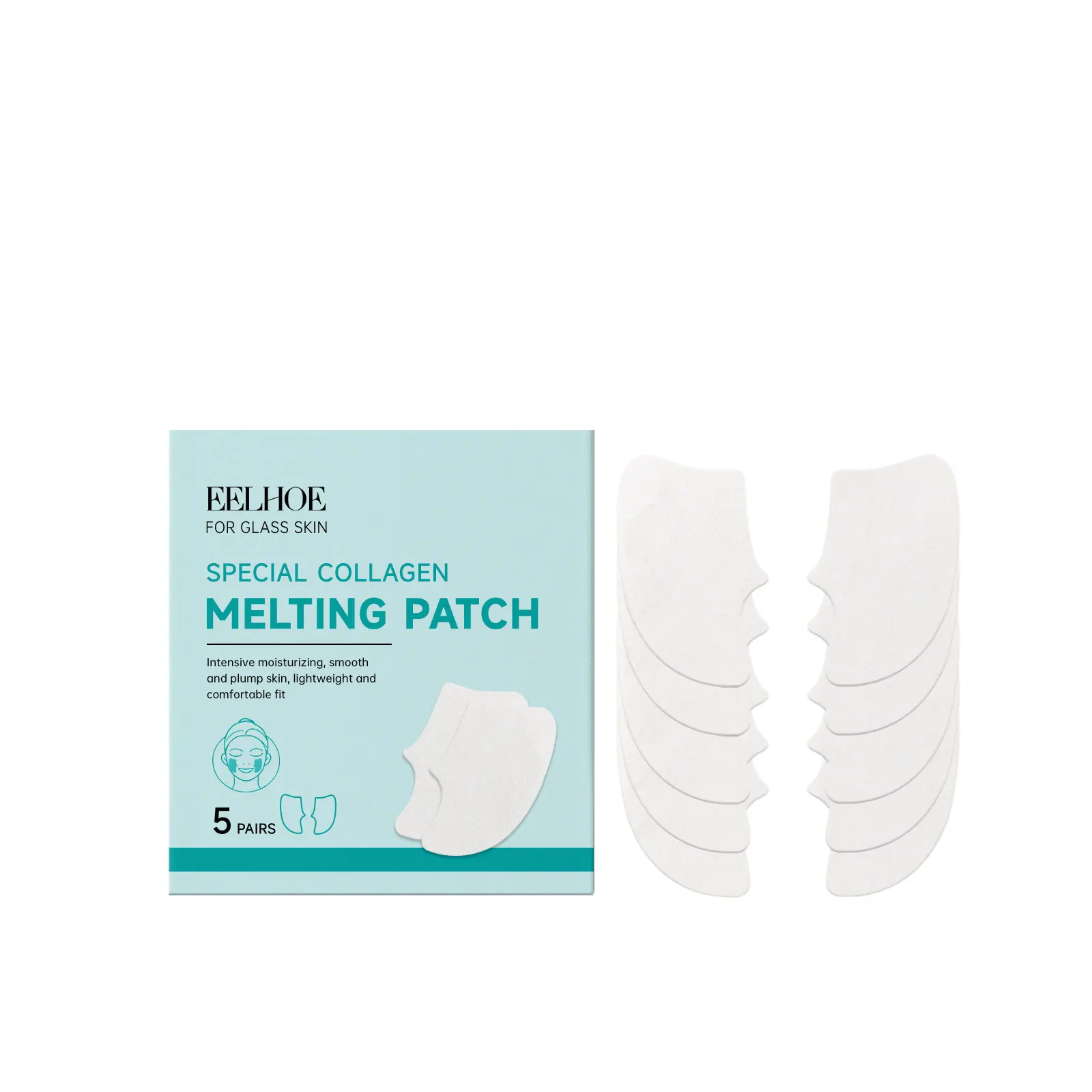 EELHOE Moisturize Sheet Mask Collagen Melting Patch Nourishment Lightweight Softening Plump Smooth Daily Facial Skincare 5 Pairs