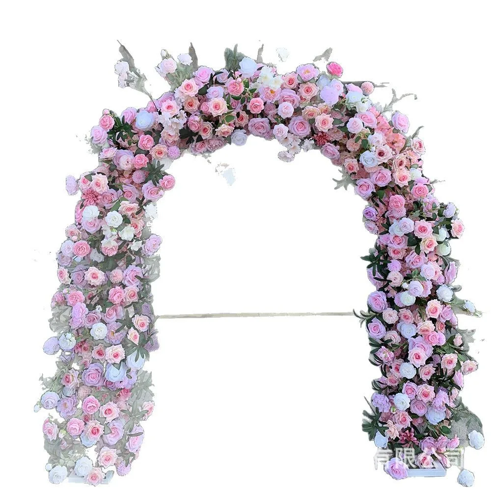 Customized Wedding Pink Simulation Flower Round Arch Decorative Flower Row Marriage Proposal Flower Ball Background Row Rose