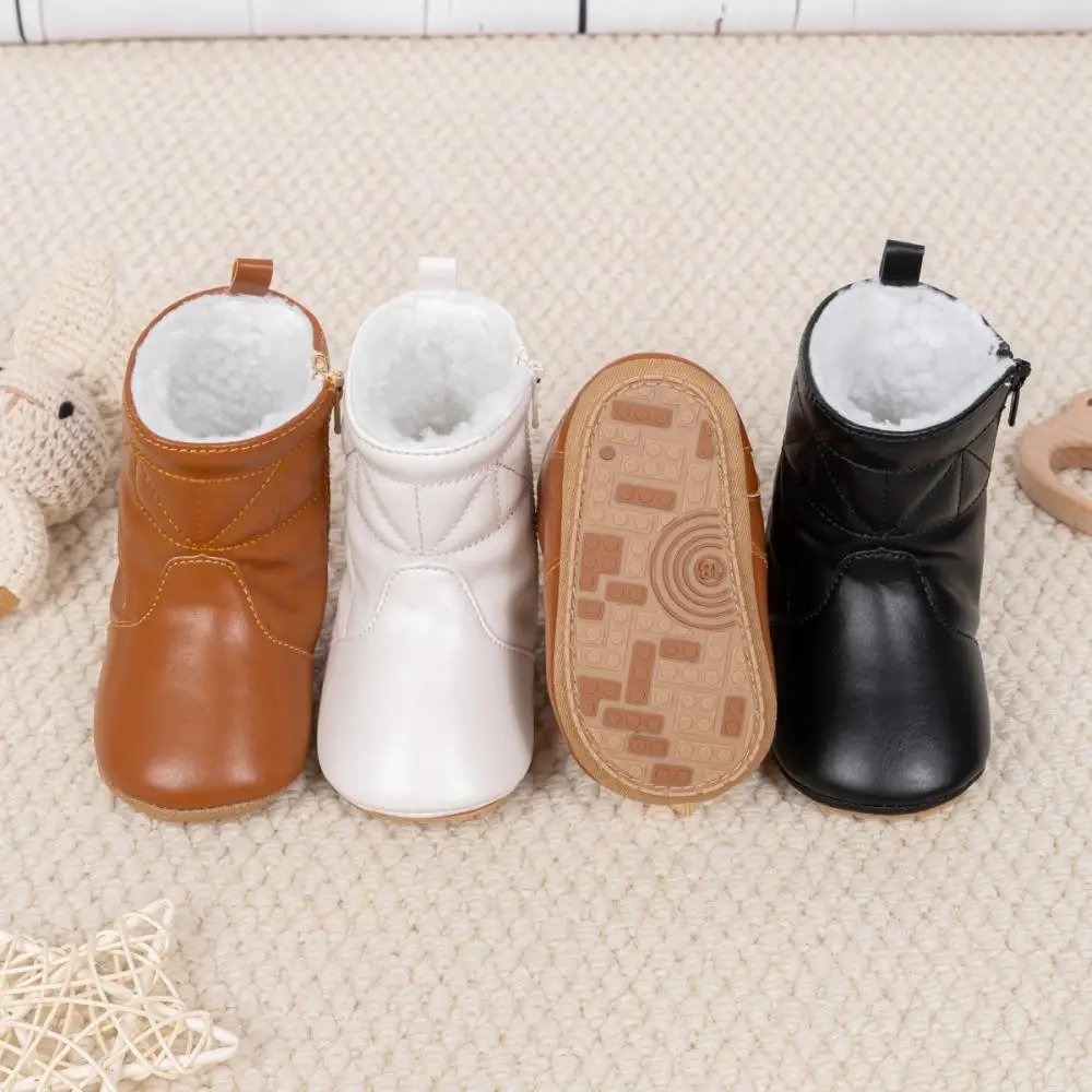 Meckior Newborn Vintage Leather Snow Boots Winter Baby Boots Baby Boy High Top Warm Toddler Shoes Baby Girl Casual Shoes