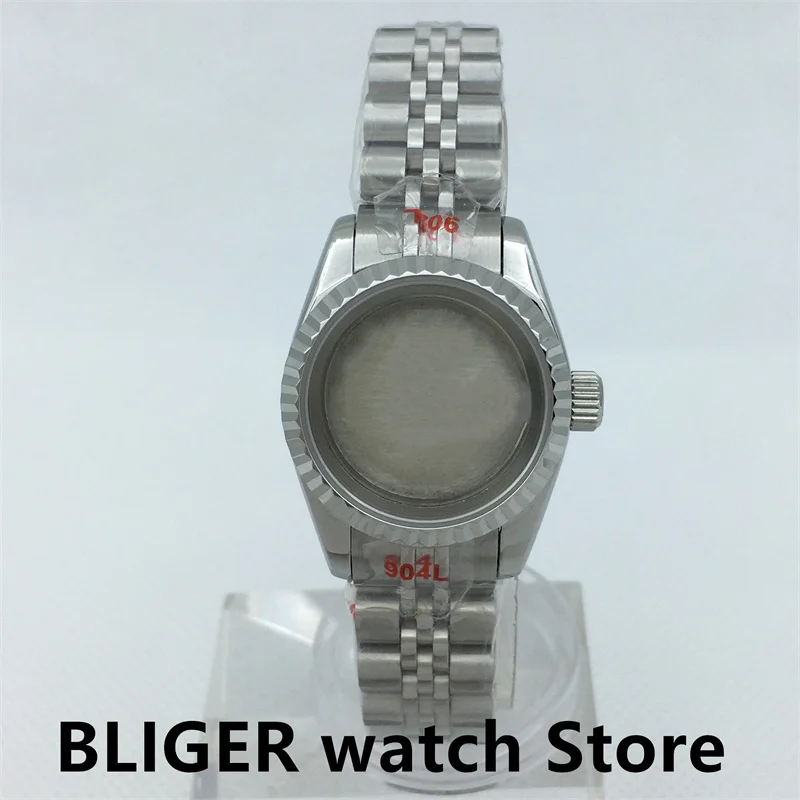 Damskie etui do zegarka BLIGER 26mm szafirowe szkło różowego złota ze stali nierdzewnej groomek nadaje się do Japonii NH05A NH06A ruch