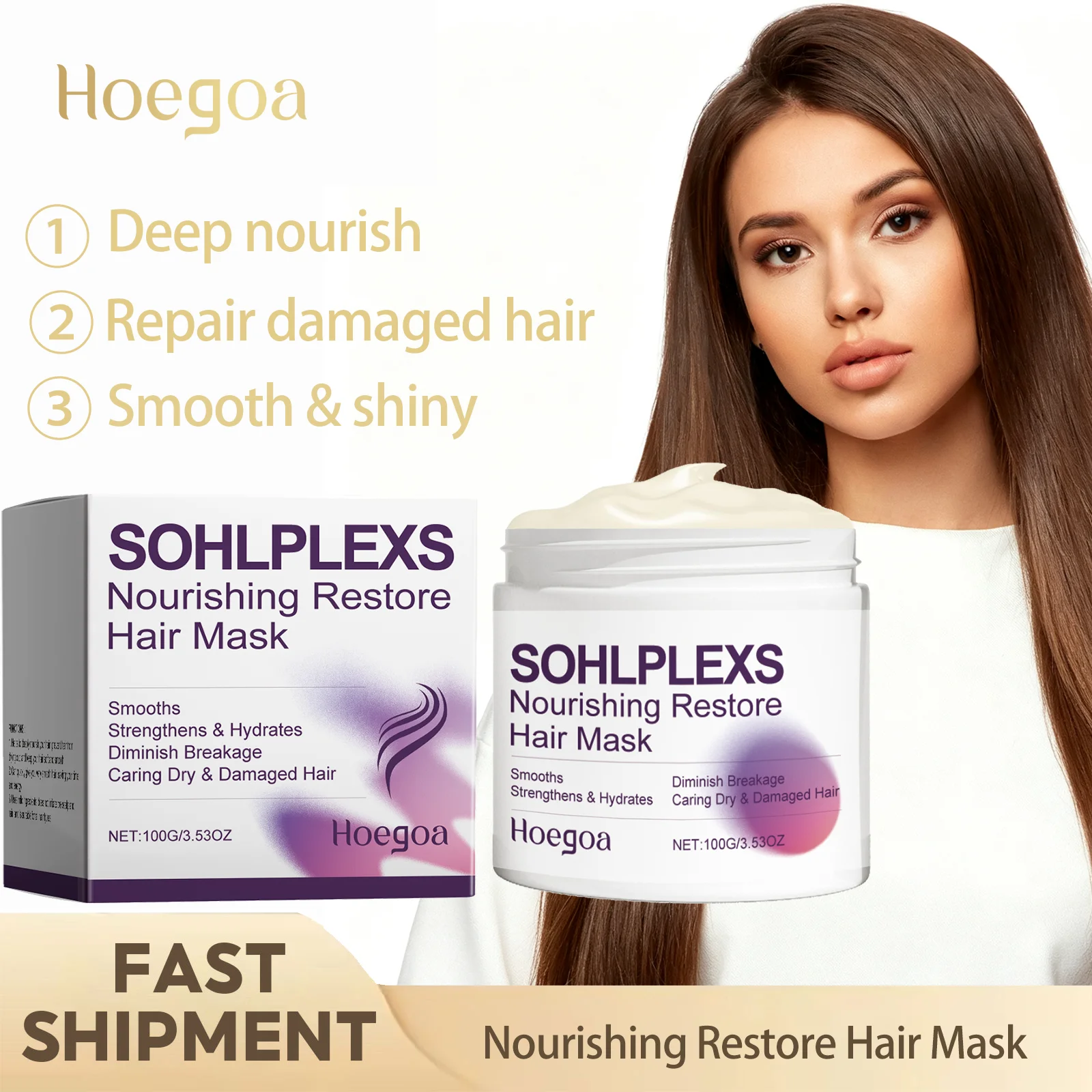Nourishing Restore Hair Mask Deep Conditioning Treatment For Dry Damaged Hair Reduce Split Ends Breakage Repair Heat‑Damaged