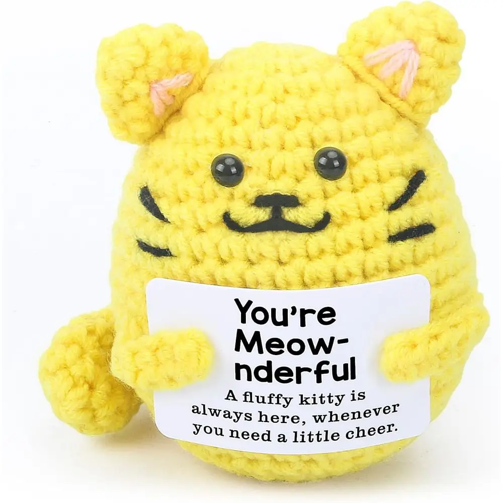 

Милый и забавный вязаный крючком кот ручной работы — вдохновляющие и коллегные подарки для женщин | Положительный декор в виде животных | День святого Валентина, Birthda