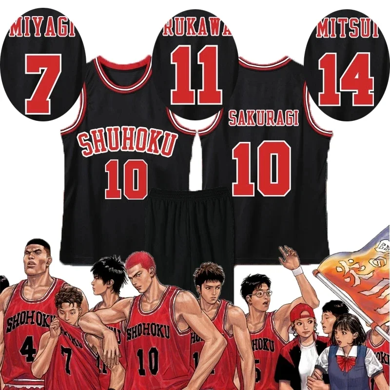 Anime Sakuragi Hanamichi Cosplay Jersey Slam Dunk Shohoku uniforme de equipo de baloncesto escolar, ropa deportiva, disfraz de Cosplay de kaade Rukawa