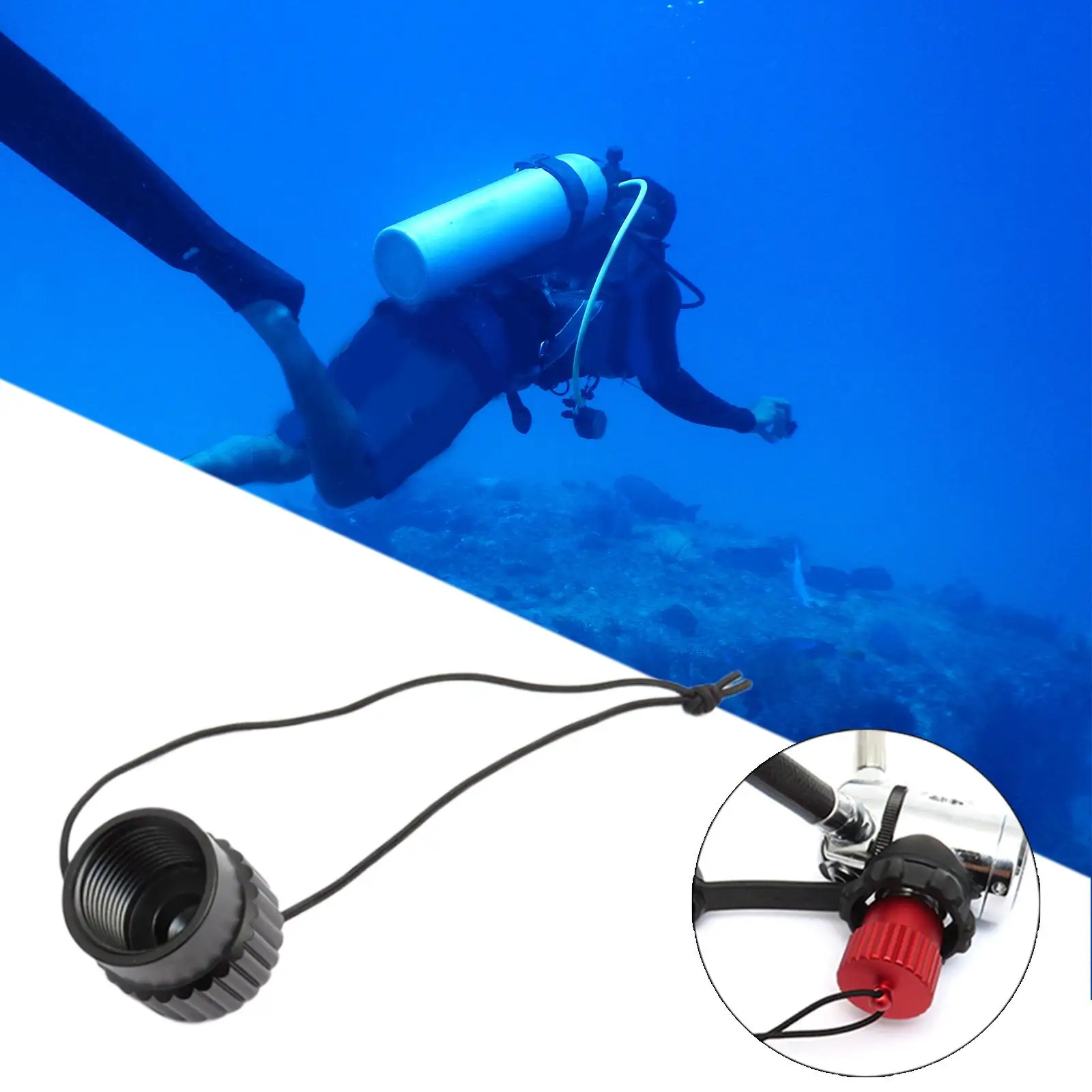Dust Cap for Din Scuba Tank Valve, Dive Tank Cover, Protection Cover with Cord