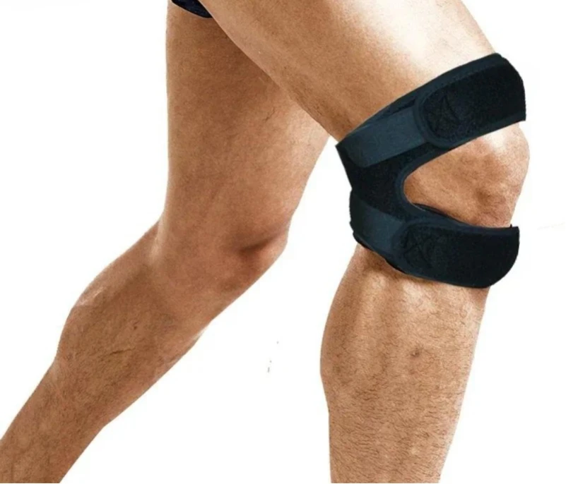 Double Patellar Tendon Strap Knee Brace Support for Basketball Cycling Running Outdoor Sports Pain Relief Adjustable Black